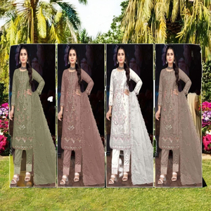 ชุดปาร์ตี้สไตล์ปากีสถานแบบกึ่งเย็บปักสไตล์อินเดียชุดปาร์ตี้สำหรับเจ้าสาวผู้ใหญ่ - Product Image 1