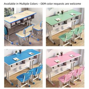 <span class=keywords><strong>Escritorio</strong></span> escolar doble ajustable para niños o adolescentes Artículos de papelería para estudiantes escolares Juego de mesa y <span class=keywords><strong>silla</strong></span> para 2 personas - Product Image 5