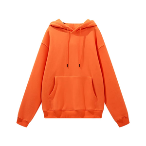 Sweat-shirt à capuche orange unisexe décontracté en molleton français avec poche, manches longues, pour l'automne - Product Image 1