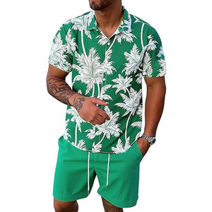 Conjunto de Ropa de Playa Estampada para Hombre, Camisa de Manga Corta con Botones y Pantalones Cortos, OEM Personalizado, Conjunto de Camisa y Pantalones Cortos de Verano para Hombre - Product Image 1