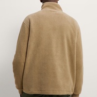 Nouveau design – Sweat-shirt chaud en sherpa avec demi-fermeture éclair, col montant, capuche et poche poitrine – Idéal pour l'hiver