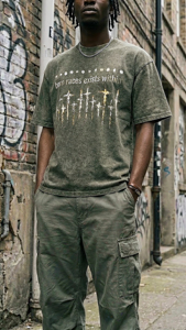 <b>Men's</b> Acid Wash Oversized T <b>Shirt</b> Vintage Graphic Print Heavyweight Cotton Streetwear Drop Shoulder Casual Tee - Product Image 4
