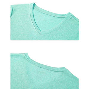 Camiseta de Manga Corta con Cuello en V para Mujer, 100% Algodón, Transpirable, de Secado Rápido, Tejido de Punto, Color Sólido, Corte Regular Informal, para Invierno - Product Image 4