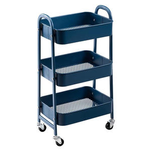 Étagères de rangement en métal finition chrome moderne avec paniers en fil métallique multi-niveaux pour la maison et le garde-manger - Product Image 1