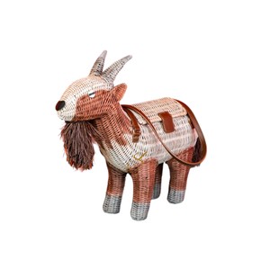 Cesta de Almacenamiento de Mimbre con Forma de Cabra, Cesta de Regalo Tejida con Forma de Animal, Caja Decorativa de Mimbre con Correa - Product Image 4