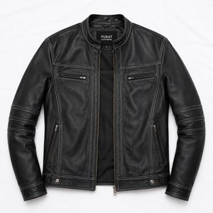 Veste bomber en cuir vert pour homme Furat Leathers, col montant, fermeture éclair, coupe-vent, respirante, personnalisable, hiver, polyester - Product Image 5