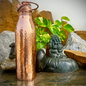 Copper Hammered Finish Leak-Proof Waterproof Gym & Outdoor Use Push-Pull Lid <b>Bottle</b> with Handgrip - Product Image 1