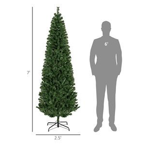 Albero di Natale Verde Sottile da 2,13 m con Luci e Supporto, 818 Rami, Decorazioni per Feste Interne - Product Image 3