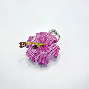 Handmade Beaded Lily <b>Keychain</b> Purple Flower Bag Charm Woven Beaded <b>Keychain</b> Eco-friendly Lightweight luxury New Design - Product Image 1