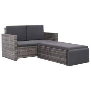 2-Piece Poly <b>Rattan</b> Gray Patio Lounge Set with Comfortable <b>Cushions</b> for Garden Entertaining - Product Image 2