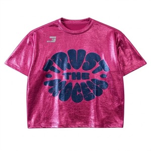 Jacquard Men's Eco-Friendly Polyester/Cotton Blend Oversized Casual T-<b>Shirt</b> with Front Custom Logo Quick Dry & Breathable Fabric - Product Image 6