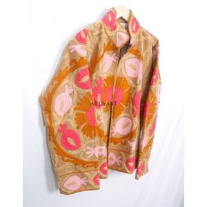Vintage Floral Embroidery Button Cotrise <b>Jacket</b> Cotton Stripe Lining Handmade Autumn Winter Breathable Eco-Friendly Quick Dry - Product Image 5