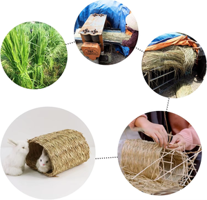 Tunnel pliable en herbe tressée pour lapins, jouet à mâcher en paille pour hamsters, cochons d'Inde et petits animaux, cachette écologique - Product Image 6