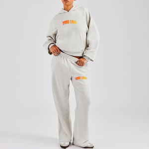 Custom OEM/ODM Women 2 Piece Outfits Sweatsuit Hoodie <b>Sweatshirt</b> Set and Jogger Sweatpants Tracksuit <b>Yoga</b> Set Active Wear - Product Image 1
