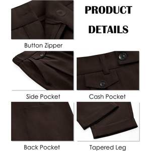 Pantalon de Costume Homme Coupe Slim 100% Coton Plissé Devant Extensible Skinny Classique Fuselé XL - Product Image 5