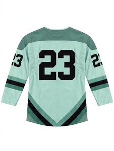 Maillot de hockey sur glace vert clair sublimé personnalisé – Créez votre propre tenue de hockey vintage avec col lacé et respirant pour équipe - Product Image 5