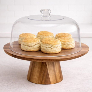 2 Tier <b>Wooden</b> Cake <b>Stand</b> with Glass Dome | Two Tier Wood <b>Cupcake</b> <b>Display</b> <b>Stand</b> Tall Cloche Dessert Server Dish - Product Image 6