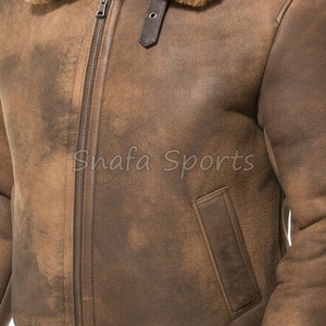 Hot Selling Men's Genuine Bomber <b>Fur</b> Lining High Street Style Waterproof Windproof Leather Jacket With OEM Service - Product Image 3