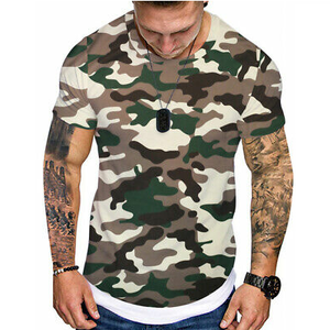 T-shirts décontractés pour hommes RABUSH SPORTS à logo personnalisé sur le devant, coupe classique, manches courtes, camouflage, OEM, haute qualité, doux, 100% coton tricoté - Product Image 4