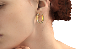 Luxury 18K Gold Channel Set Diamond Hoop <b>Earrings</b> Round Cut Hoops Eternity <b>Earrings</b> Fine Jewelry Gift for Women Everyday Wear - Product Image 3