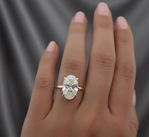 Bague de fiançailles en or jaune pour femme, diamant naturel taille ovale, style classique - Product Image 6