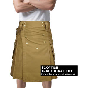 Kilt Color Caqui para Hombre - Kilt Híbrido Utilitario Escocés Moderno con Bolsillos Tipo Cargo 2026 - Product Image 3