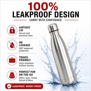 Botella de Agua Aislada al Vacío de Acero Inoxidable Moderna de 500 ml, Reutilizable, para Fitness, Viajes y Estilo de Vida Diario - Product Image 4