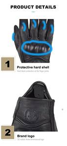Gants de moto d'hiver rétro unisexes, pour écran tactile, en cuir véritable, respirants, coupe-vent, pour course de moto - Product Image 4
