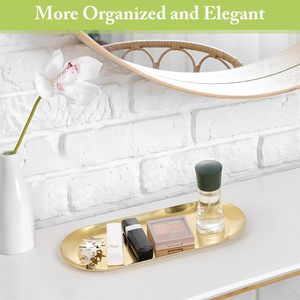 Golden Trinket Trays Stainless Steels, 23x9cm | Jewelry Organizer TraysNeat Storage for Rings and Toiletries - Product Image 5