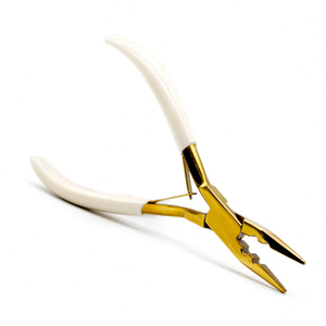 Pince à extensions capillaires en acier inoxydable avec poignée en caoutchouc, outil de pose et de fermeture d'extensions micro-analysées - Product Image 1