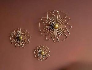 Modern Metal Floral Wall <b>Art</b> Set Hanging Decorative Accents for Home Interior Design - Product Image 2