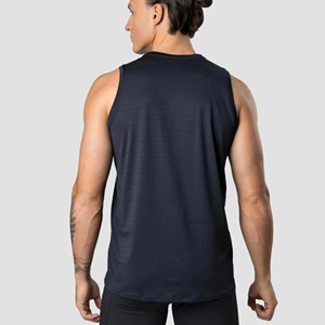 Customized Logo and Printing Premium Quality Men's Sleeveless <b>Tank</b> <b>Top</b> O Neck <b>Knitted</b> Solid Color Quick Dry Sporty Fit <b>Black</b> - Product Image 2