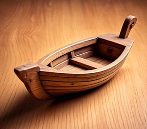Bateau en bois artisanal pour centre de table, décoration nautique et côtière, objet artistique pour une ambiance intérieure élégante - Product Image 3