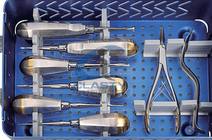 Ensemble d'instruments chirurgicaux dentaires en acier inoxydable, poignée ergonomique, outils manuels, classe I, plateau bleu, certifié CE - Product Image 4