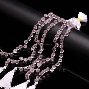 Perles de quartz rose naturel facettées en forme d'oignon 7-9MM, perles de pierre précieuse de quartz rose facettées en forme de goutte pour la fabrication de bijoux et la vente en gros - Product Image 5