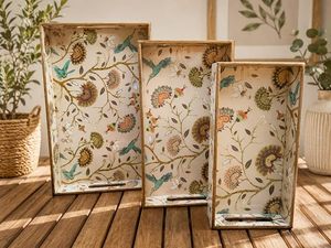 ชุดถาดตกแต่งลายดอกไม้นกพิมพ์ลายไม้ MDF สำหรับเสิร์ฟในบ้าน งานแต่งงาน ของขวัญรอมฎอน - Product Image 2