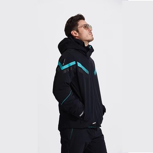 Chaqueta de esquí y snowboard para hombre, impermeable, cortavientos, con bloques de color naranja, azul real, negro, verde azulado y blanco, con capucha y faldón antipolvo Gore-Tex - Product Image 2
