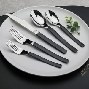 Modern <b>Square</b> Handle Metal Cutlery Set Unique Flatware Design Perfect For Contemporary Dining <b>Tables</b> <b>Kitchens</b> - Product Image 5