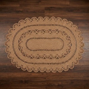 Oval Braided Jute Area <b>Rug</b> Medallion Pattern Handcrafted Bohemian Style <b>Flat</b> Pile Living Room Floor Mat - Product Image 2