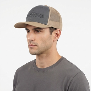 Men's Charcoal Khaki Trucker Cap Custom Embroidered Logo Mesh <b>Back</b> Baseball Hat Adjustable Outdoor Streetwear - Product Image 2