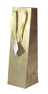 High Quality Personalized Wine Bag Embossed Printed Small Check Matching Satin Ribbon Handles Metallic Golden Base For Candles - Product Image 3