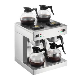Macchina per Caffè Americano Commerciale da 24 Tazze con 4 Caraffe in Vetro e 4 Piastre Riscaldanti per Decanter, in Acciaio Inox, Spina UK, per Hotel - Product Image 5