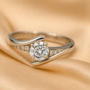 Zarkan 925 Hallmark IGI Certified Emerald Cut Diamond <b>Adjustable</b> <b>Ring</b> - Product Image 1