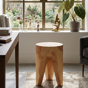 ARTERRA - Taburete de Madera de Teca Sólida de Lujo Hecho a Mano, Versátil, para Espacios Rústicos y Modernos, para Uso en Villas, Hoteles y Apartamentos - Product Image 4
