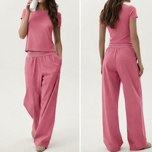 Conjunto Deportivo de 2 Piezas para Mujer, de Alta Calidad, Casual, Holgado, para Yoga, Transpirable, de Secado Rápido, Spandex/Nylon, para Gimnasio y Fitness - Product Image 1