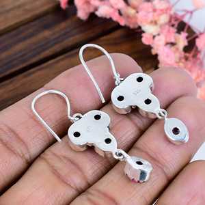 Boucles d'oreilles en argent sterling avec jaspe de sédiments marins rose, bijoux de fiançailles, cadeau fait main - Product Image 3