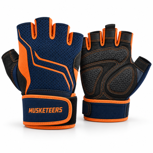 Gants de sport antidérapants légers pour hommes, demi-doigts, avec coussinet de paume en polyester épaissi et support de poignet - Product Image 4