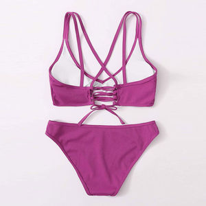 Conjunto de Bikini de 2 Piezas para Mujer, Talla Regular, Logotipo Frontal, Spandex/Poliéster, Secado Rápido, Transpirable, Ropa de Playa, Servicio OEM - Product Image 2