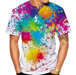 เสื้อยืดแขนสั้นผู้ชาย คอกลม ลายเรนโบว์ดิริป พิมพ์ลายลำลอง ทรงปกติ ผ้าโพลีเอสเตอร์ถัก 100% - Product Image 5