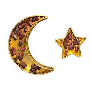 Bandeja de metal con forma de luna creciente y estrella para frutos secos y dátiles, tamaño grande, reutilizable, decoración para interiores. - Product Image 1
